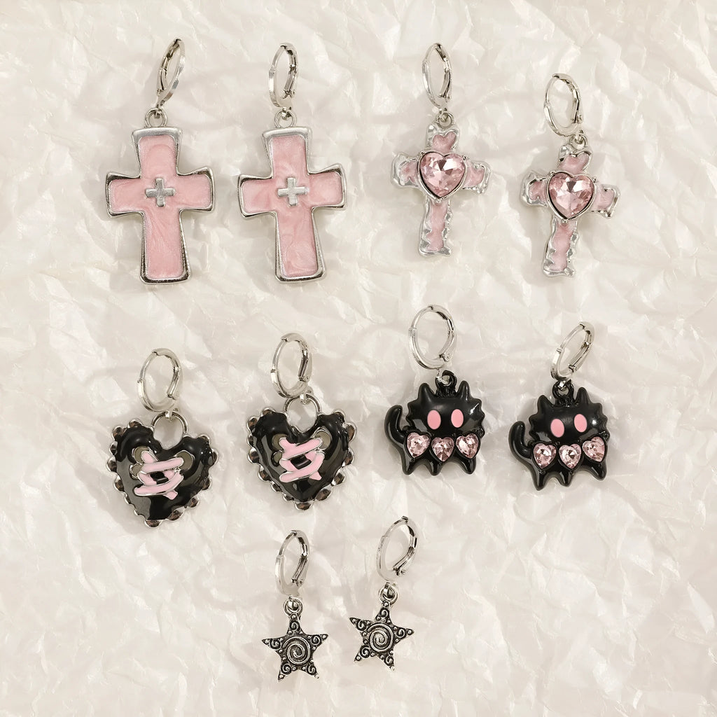 Women's alloy earrings with cross designs in multiple neutral colour options
