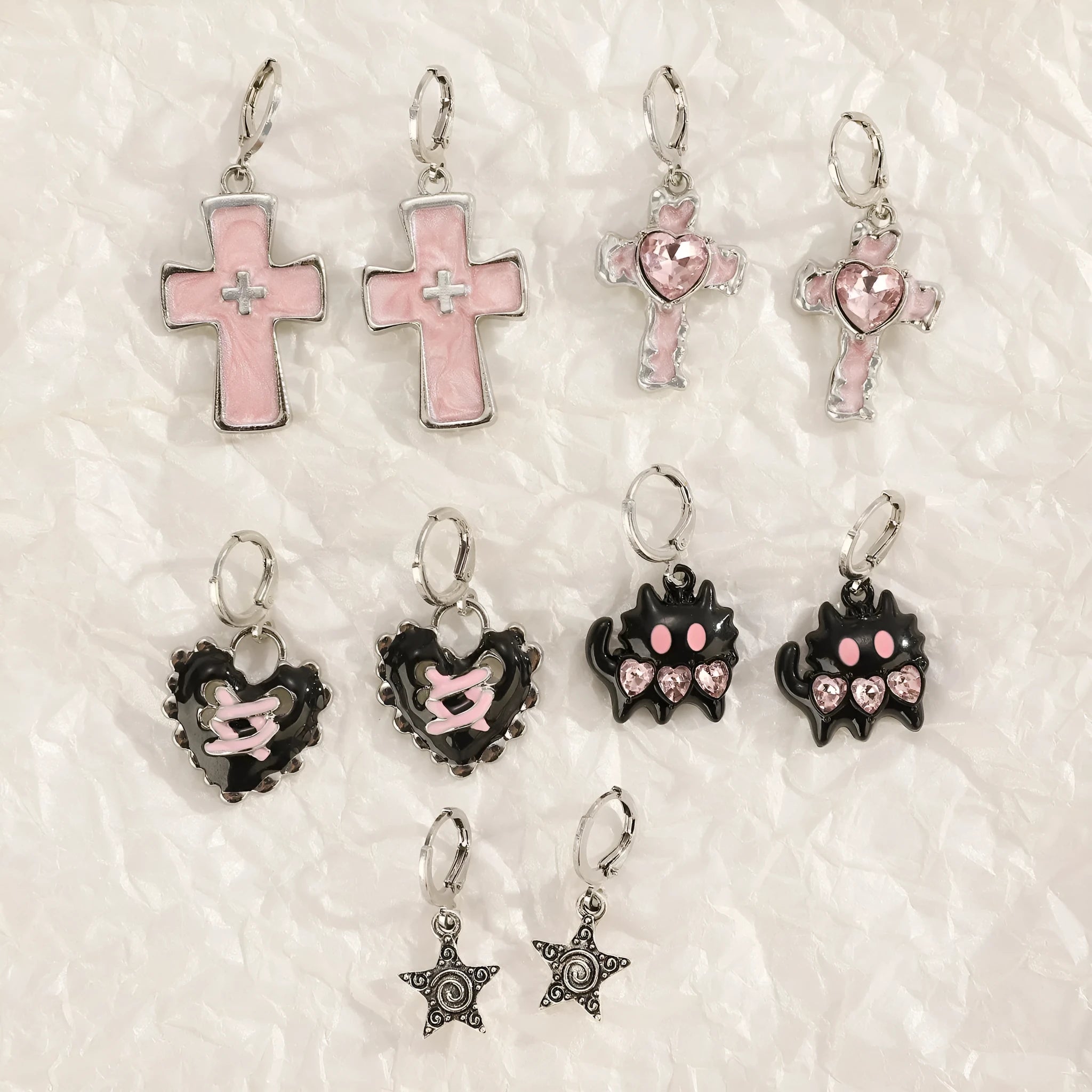 Women's alloy earrings with cross designs in multiple neutral colour options