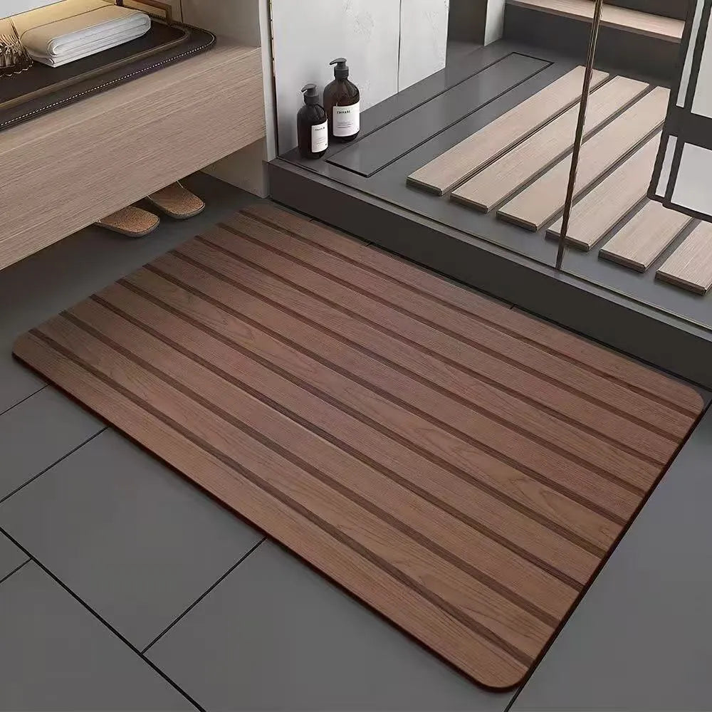 American wood grain geometric pattern diatom ooze non-slip bathroom floor mat
