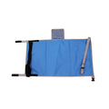 Portable children's aircraft seat extender with drawstring storage pocket in blue colour
