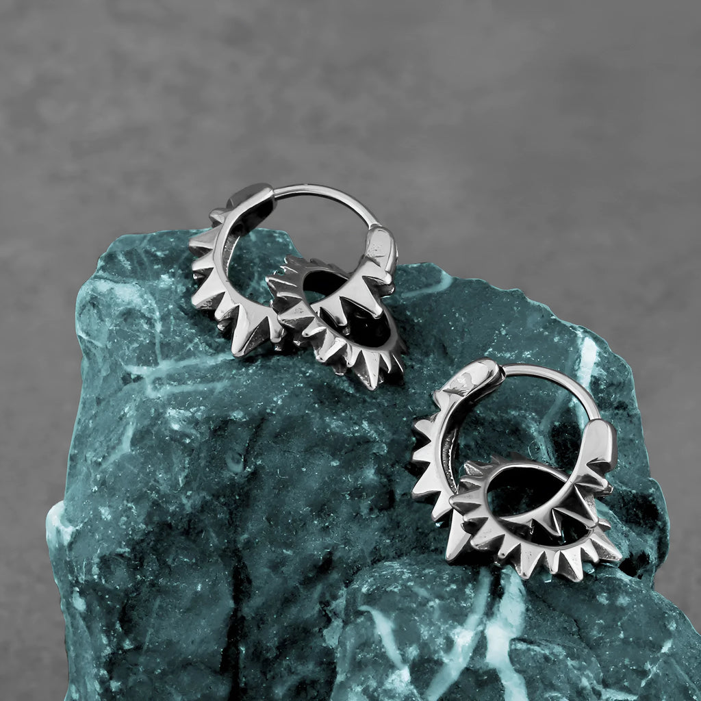 Stainless steel round hoop earrings with polished finish in steel colour