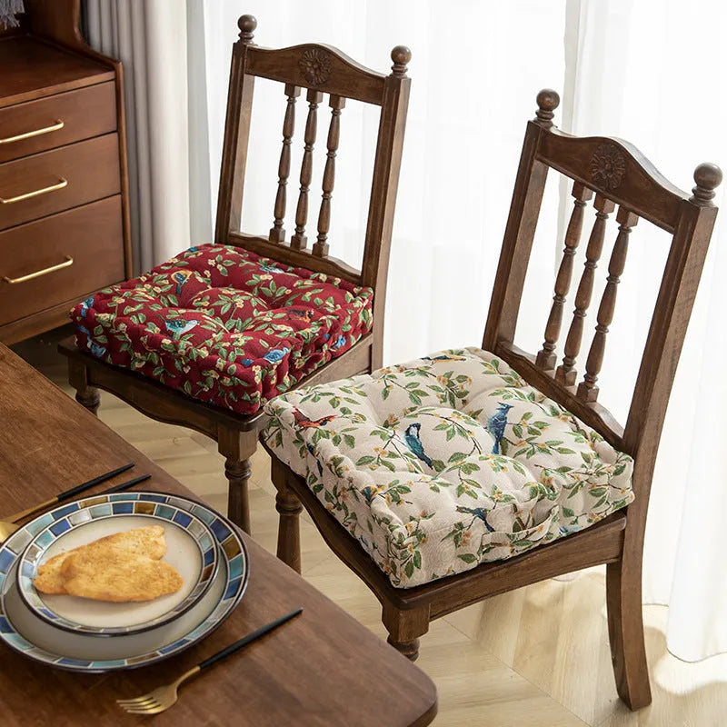 American dining chair cushion 40x40cm with thick PP cotton filler in floral apricot pattern