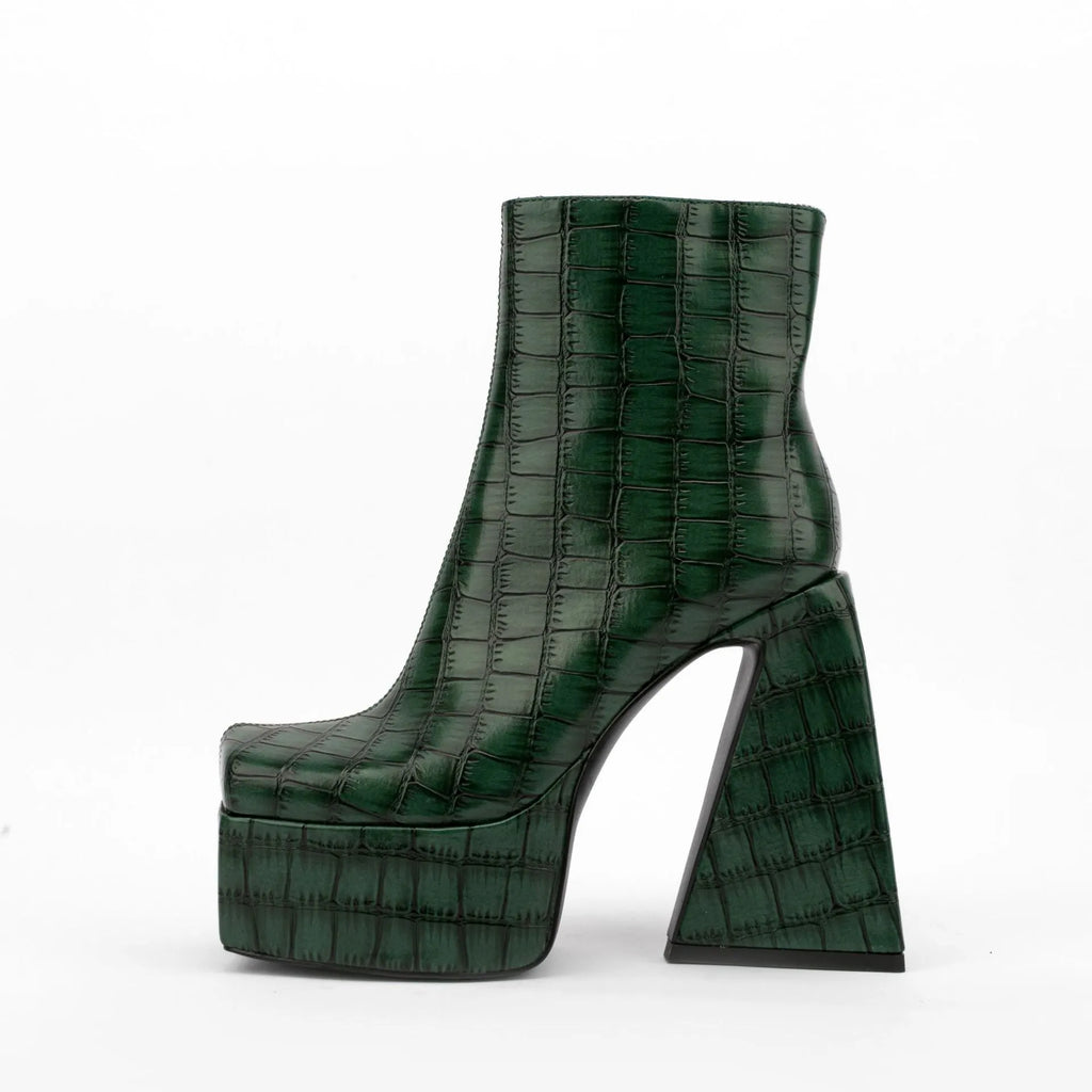 Women's artificial PU ankle boots with super high heels above 8cm in solid colours