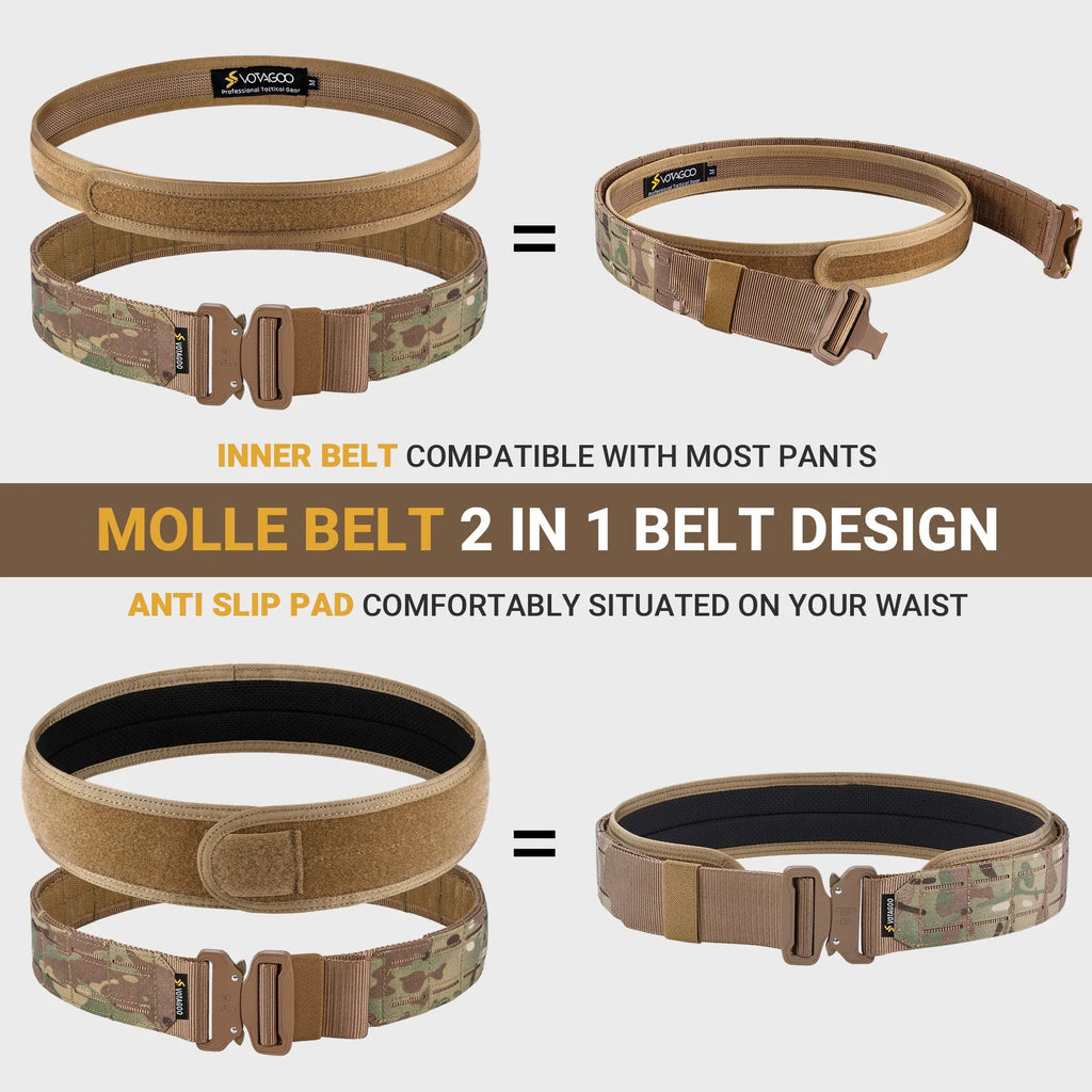 VOTAGOO thick nylon tactical belt with quick-release alloy buckle in CP camouflage colour