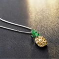 Silver plated pineapple fruit necklace with diamond accents and geometric Korean fashion design