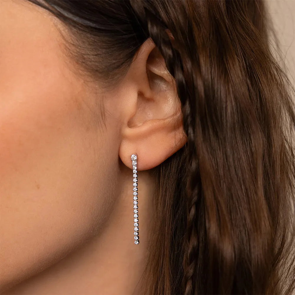 Women's stainless steel zircon earrings with geometry lines design in gold colour
