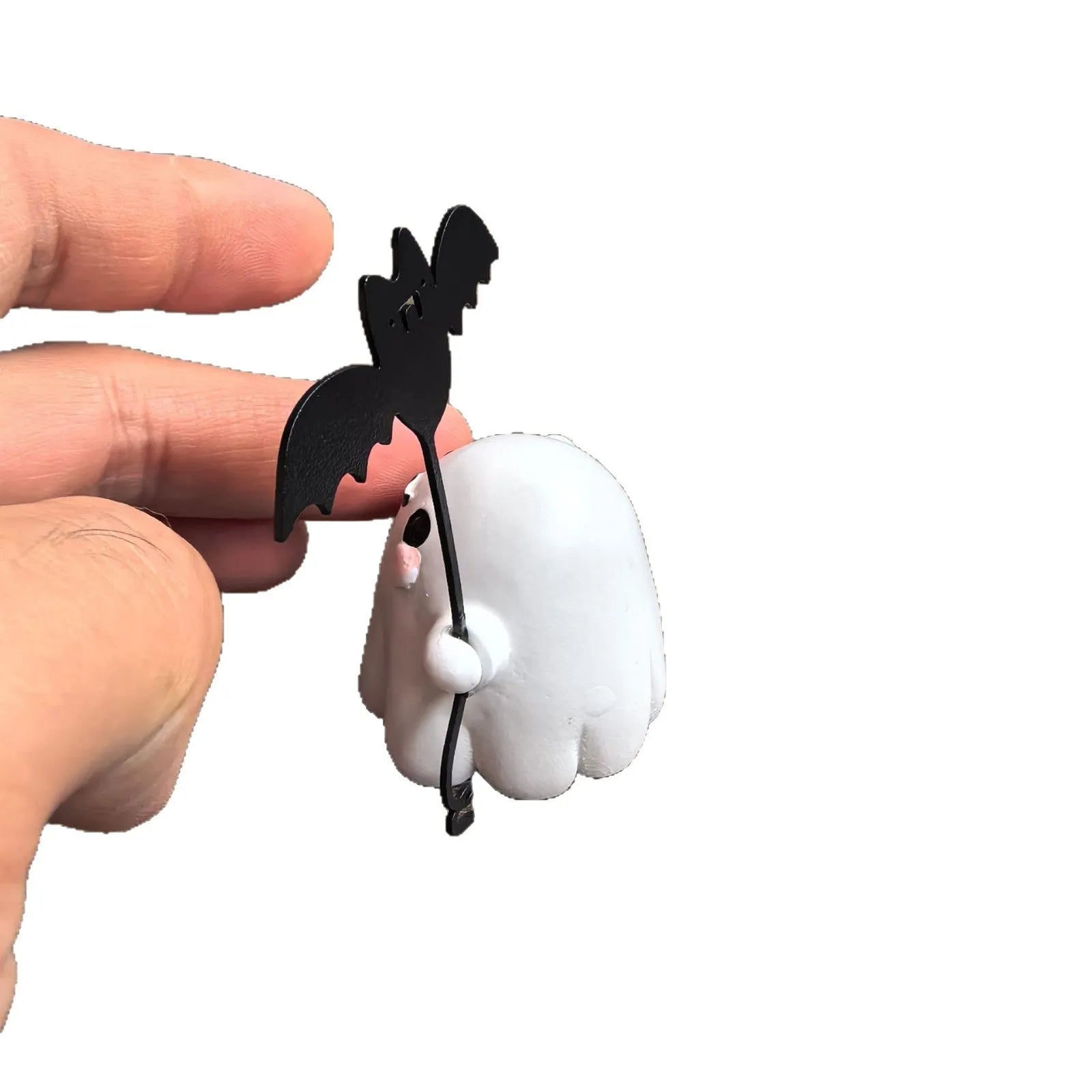 Miniature resin ghost walking dog statue holding bat Halloween decoration