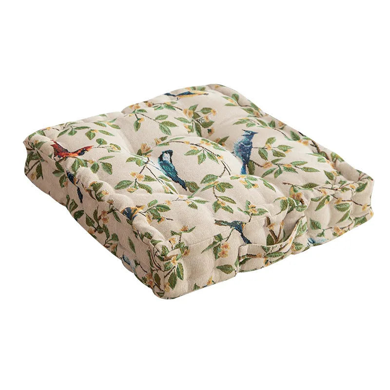 American dining chair cushion 40x40cm with thick PP cotton filler in floral apricot pattern