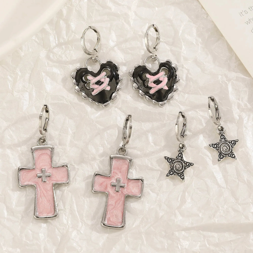 Women's alloy earrings with cross designs in multiple neutral colour options