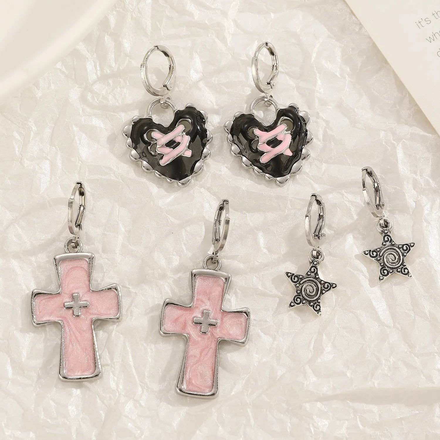 Women's alloy earrings with cross designs in multiple neutral colour options