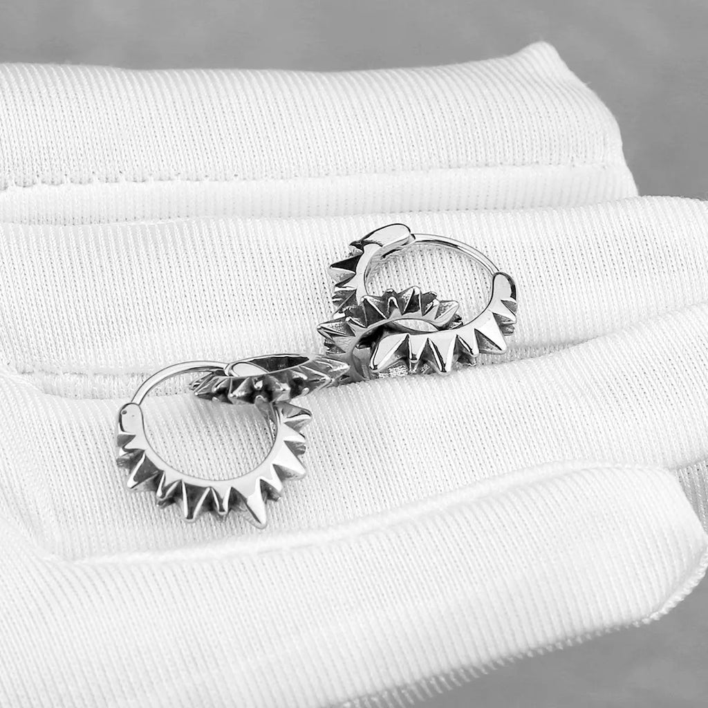 Stainless steel round hoop earrings with polished finish in steel colour
