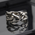 Copper men's ring with geometric thorn flower design and adjustable opening in J2150 colour