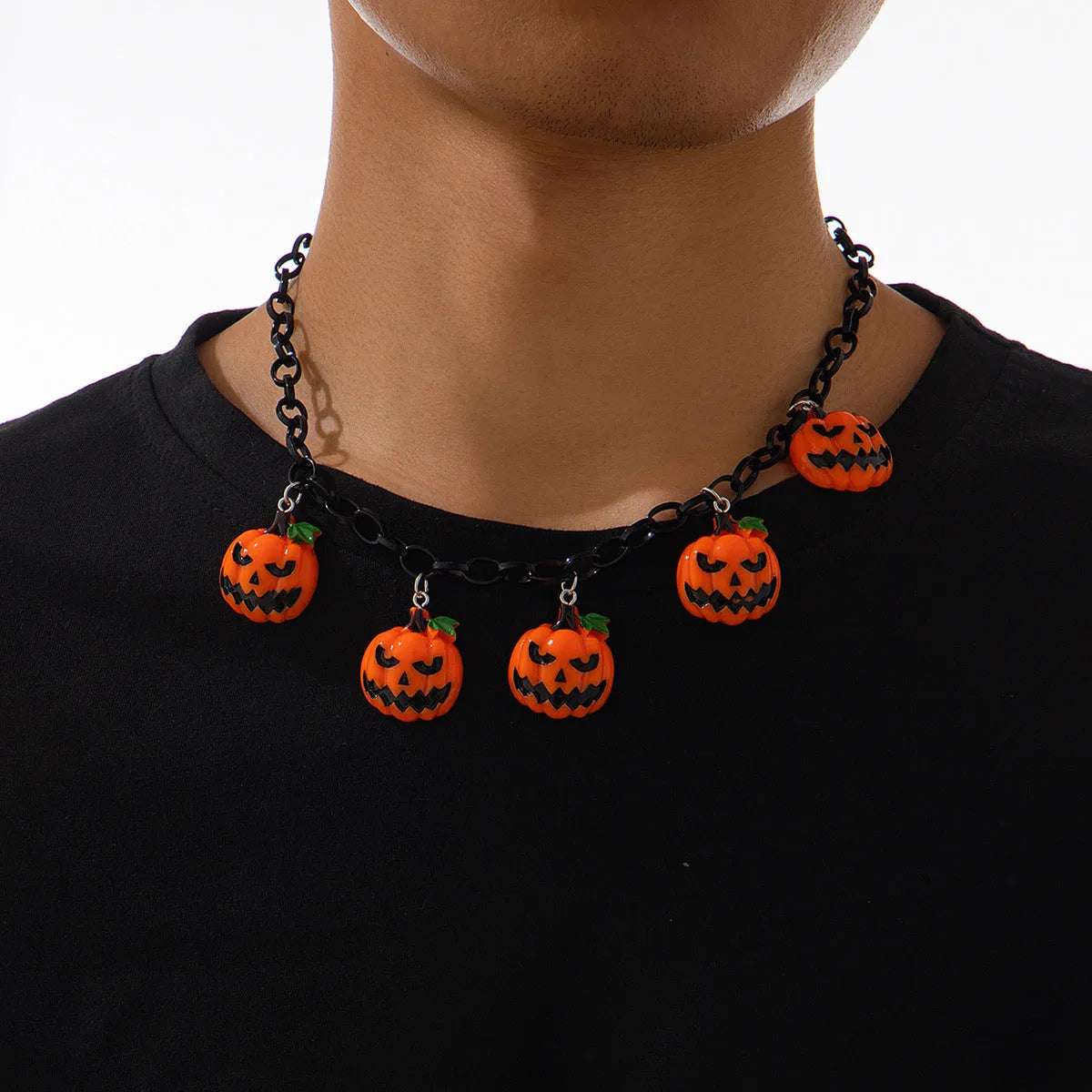 Halloween ghost pumpkin necklace with acrylic cartoon character pendant on plastic chain