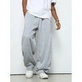 Men's straight-leg casual trousers with elastic waistband in black, dark grey and light grey colours