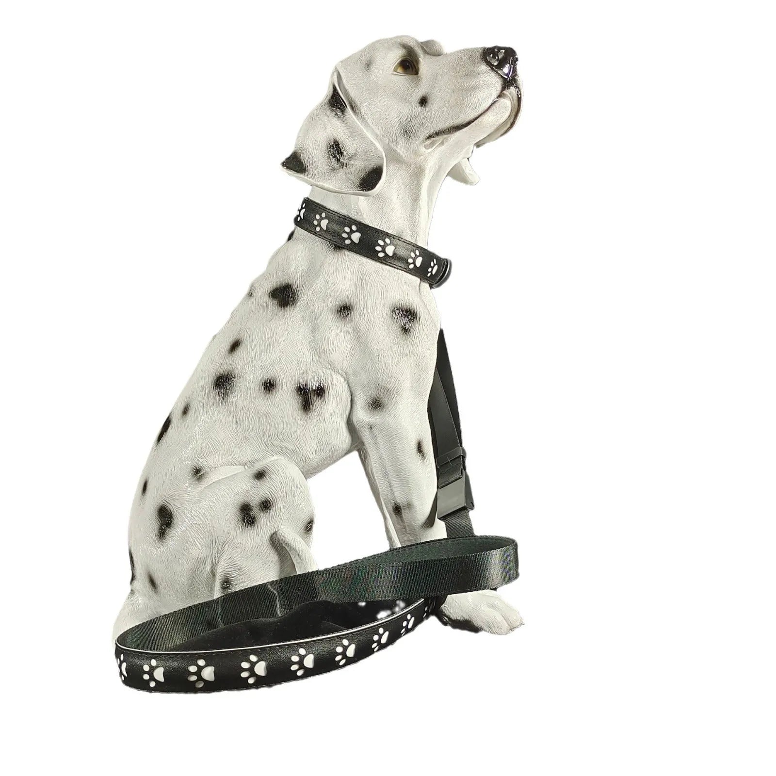 LED luminous dog collar with paw print pattern showing multicolour lights, adjustable polyester band