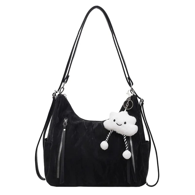Women's soft PU backpack in black, milky white, silver and blue colour options