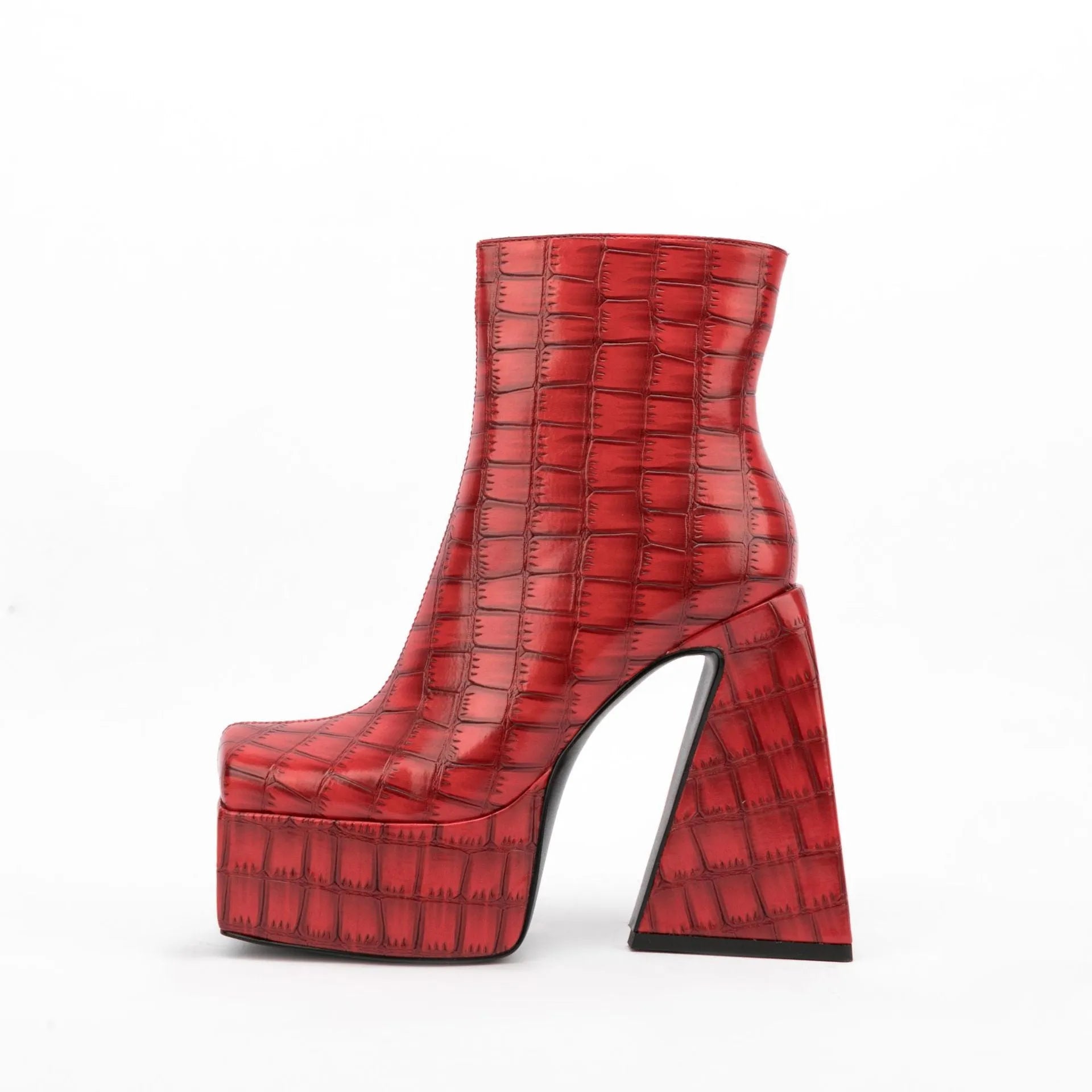 Women's artificial PU ankle boots with super high heels above 8cm in solid colours