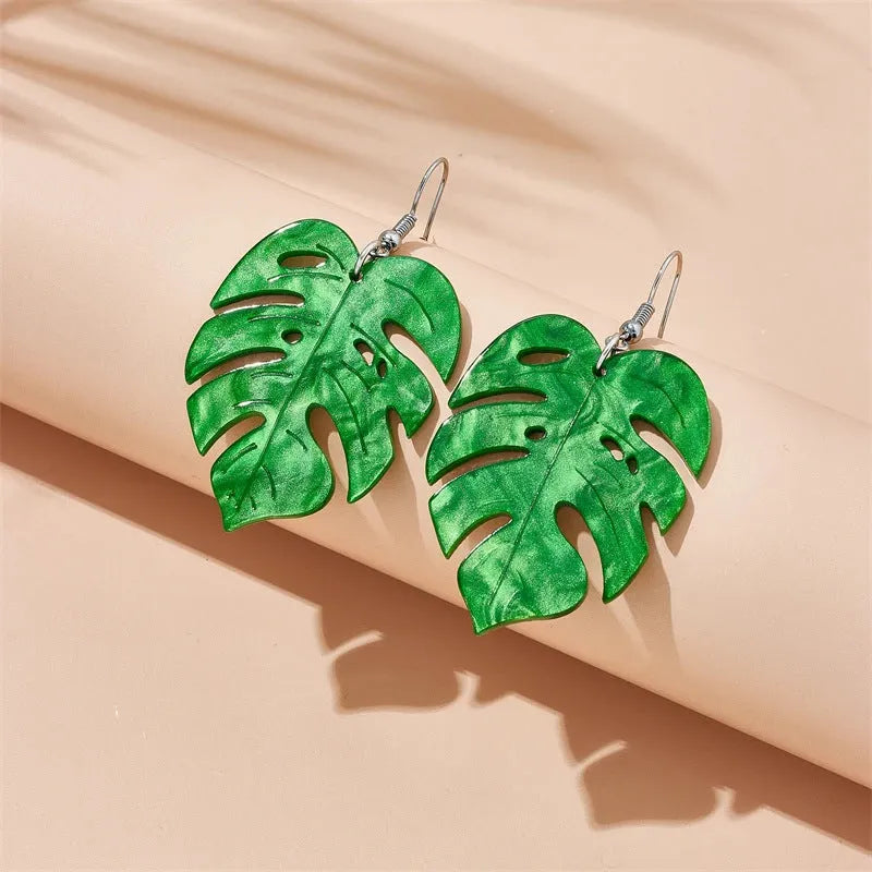 Coconut jackfruit drop-shaped acrylic earrings with alloy hook in tropical colour options