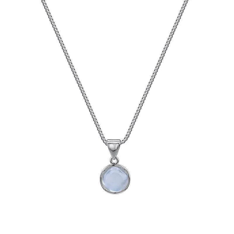 Women's oval pendant necklace with artificial crystal eight-point star on adjustable box chain