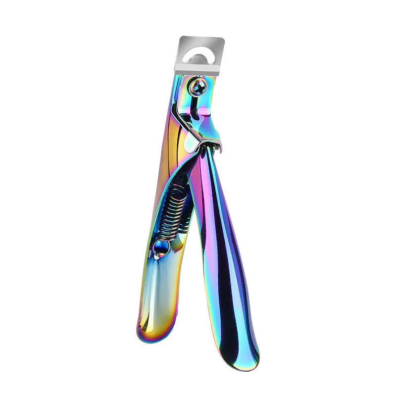 French U-shaped nail scissors in stainless steel with three finish options: black, titanium, and silver.