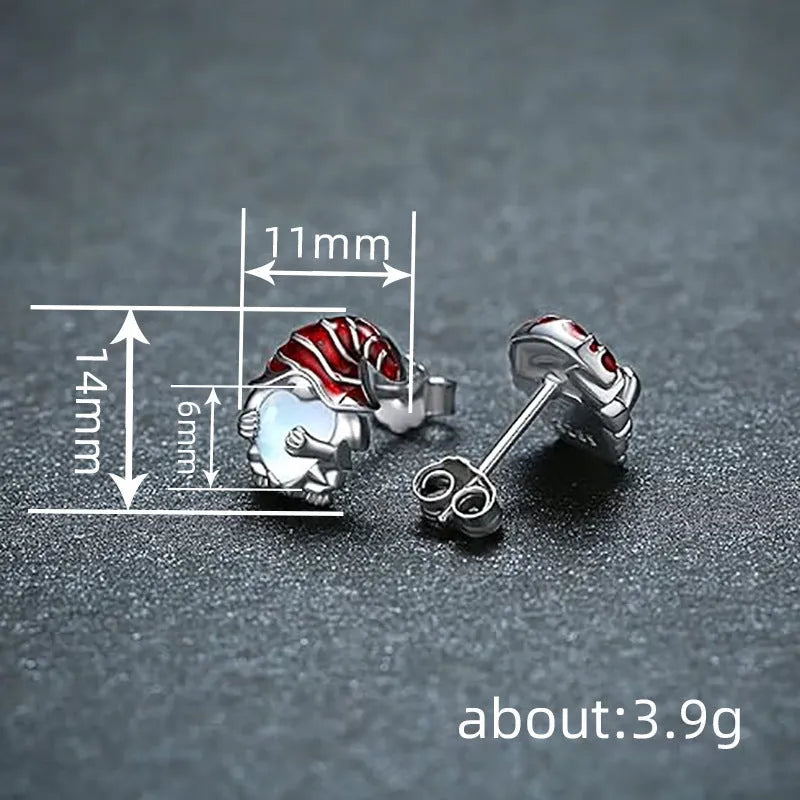 Women's Santa Claus heart earrings in white gold colour with electroplated copper construction