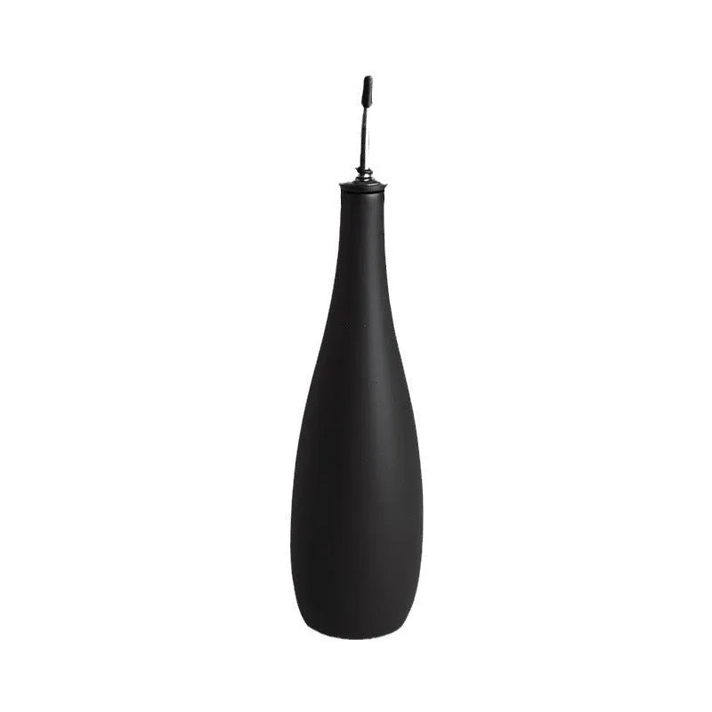 Ceramic kitchen oil pot with 650ml funnel, sealed spice bottle attachment, and built-in oil brush