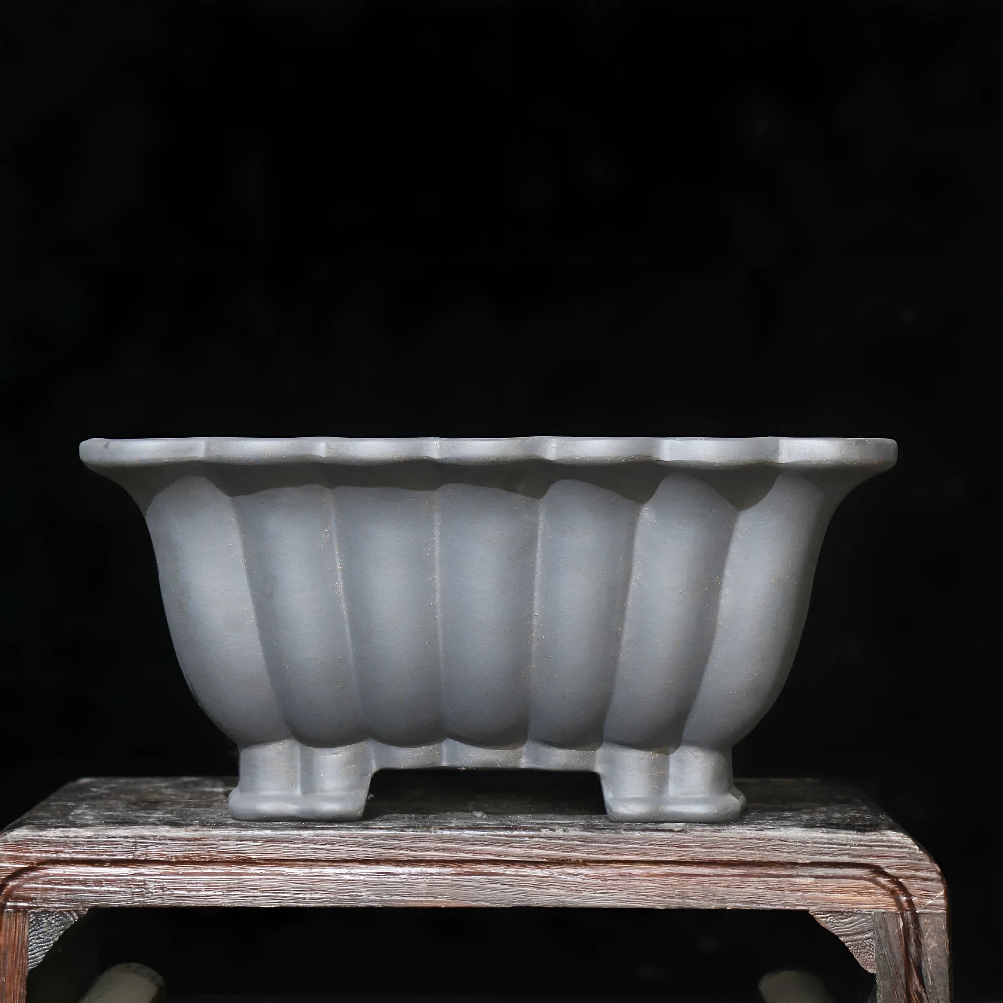 Square ceramic purple sand bonsai pot with 37x15cm inner diameter, classical style, desktop planter