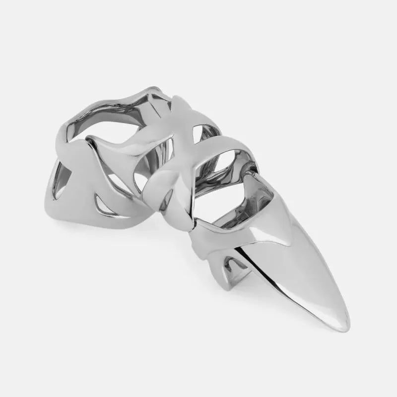 Silver punk armour finger cover ring made from metal alloy