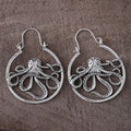Vintage antique silver octopus earrings with electroplated finish and animal zodiac modelling