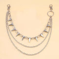 Silver metal punk fashion chain ornament with double layer rivet design measuring 115cm length
