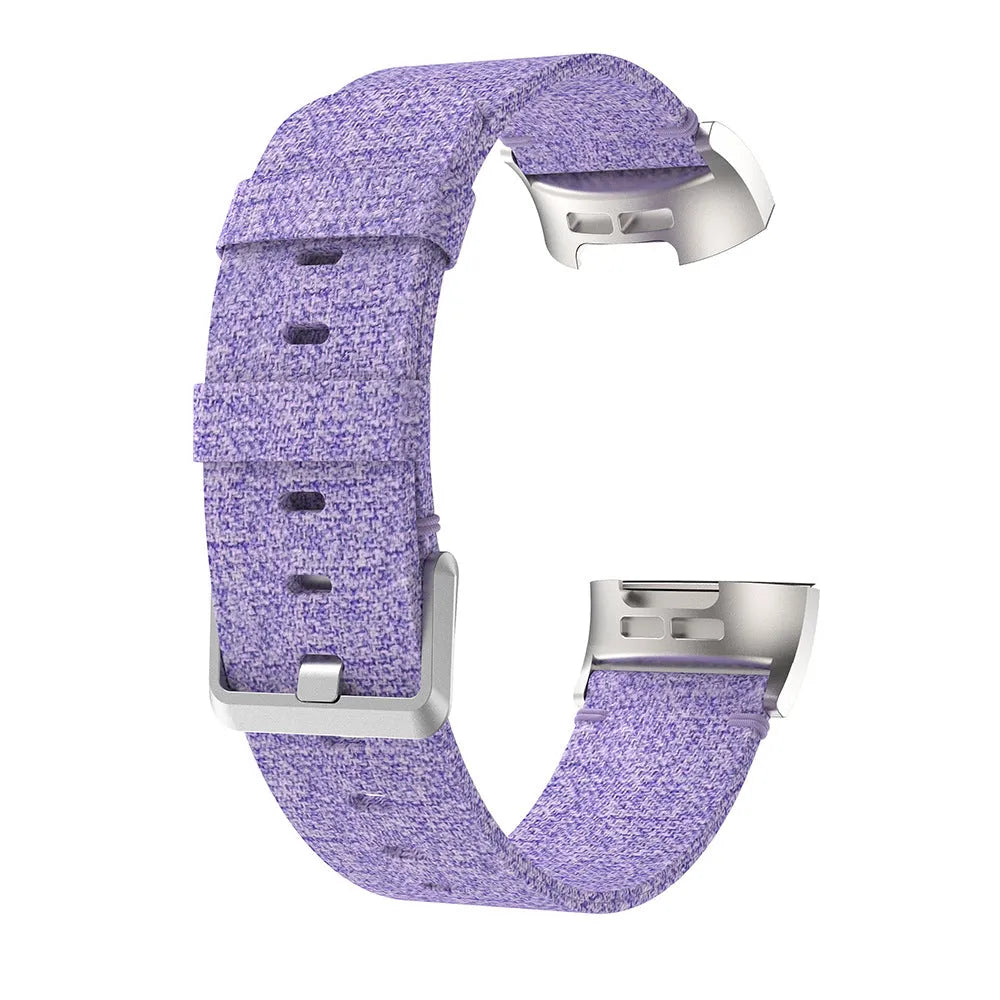 Nylon canvas sports wristband for Fitbit Charge 3 in black with textured strap surface