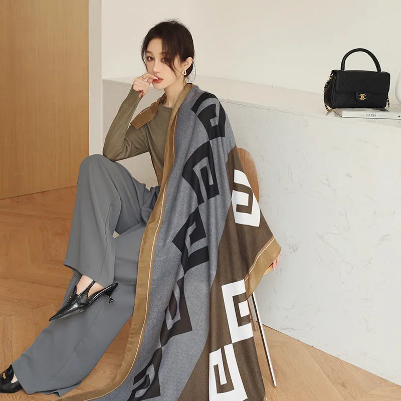 Vintage printed mid-length polyester scarf in 180cm by 90cm dimensions showing pattern detail