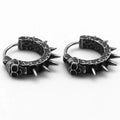 Retro black punk motorcycle stud earrings with geometry shape in alloy and copper plastic