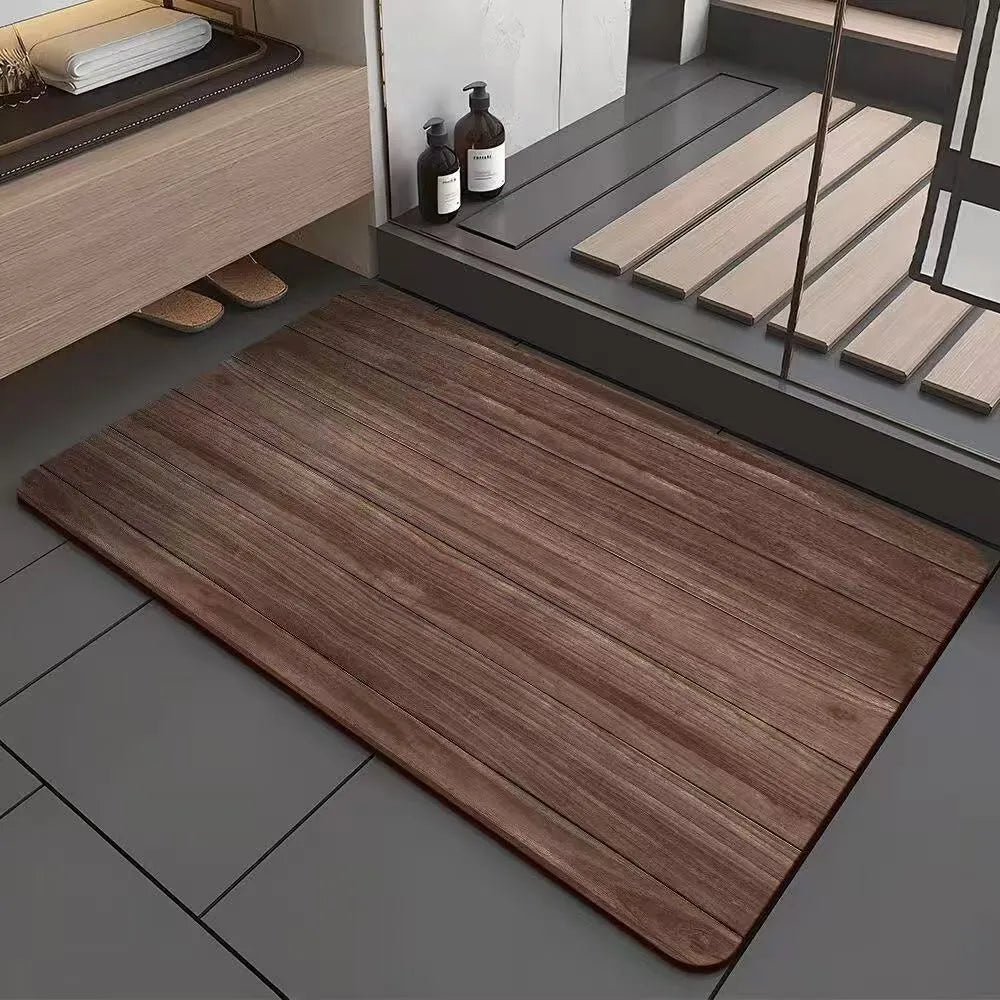 American wood grain geometric pattern diatom ooze non-slip bathroom floor mat