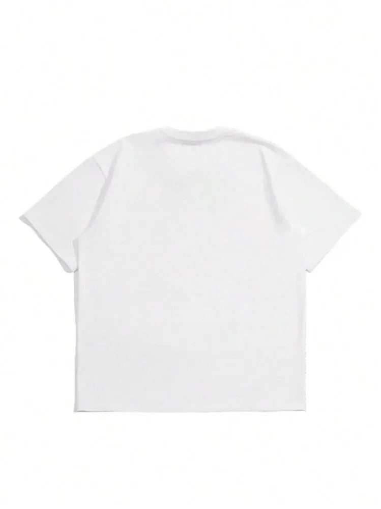 Men's solid colour pure cotton short sleeve T-shirt in Japanese retro style, shown in dark grey.
