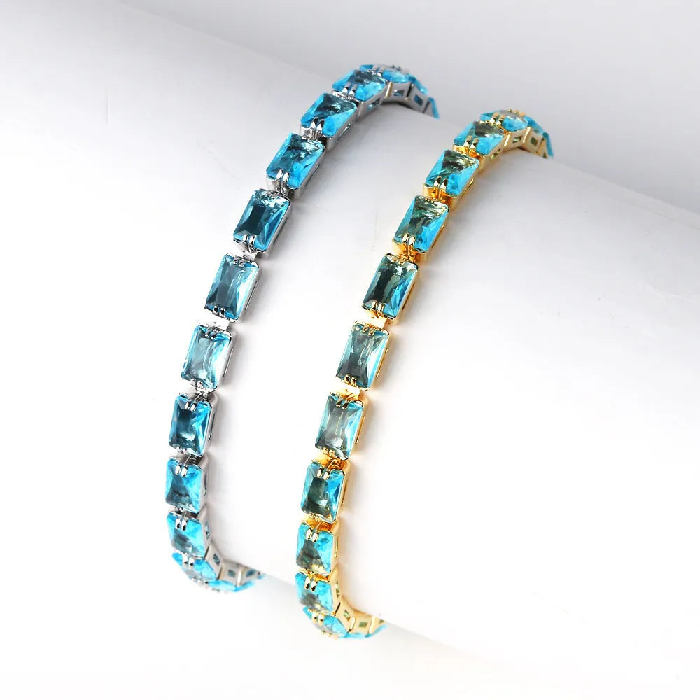 Women's zircon bracelet with electroplated finish and multiple stone colour options