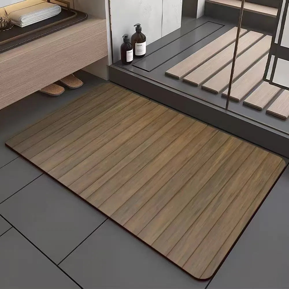 American wood grain geometric pattern diatom ooze non-slip bathroom floor mat