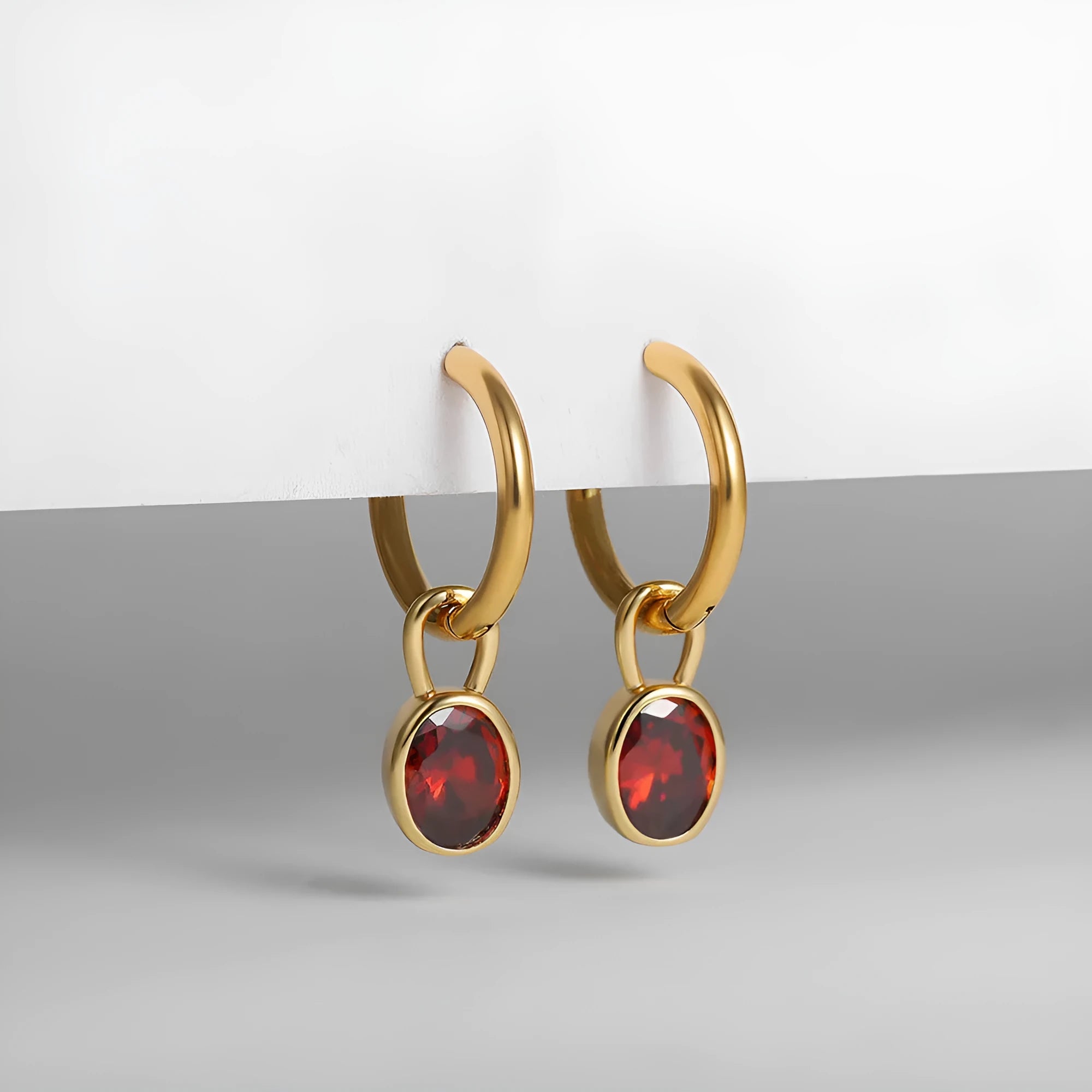 Women's copper retro oval zircon earrings showing ellipse shape in six colour variations