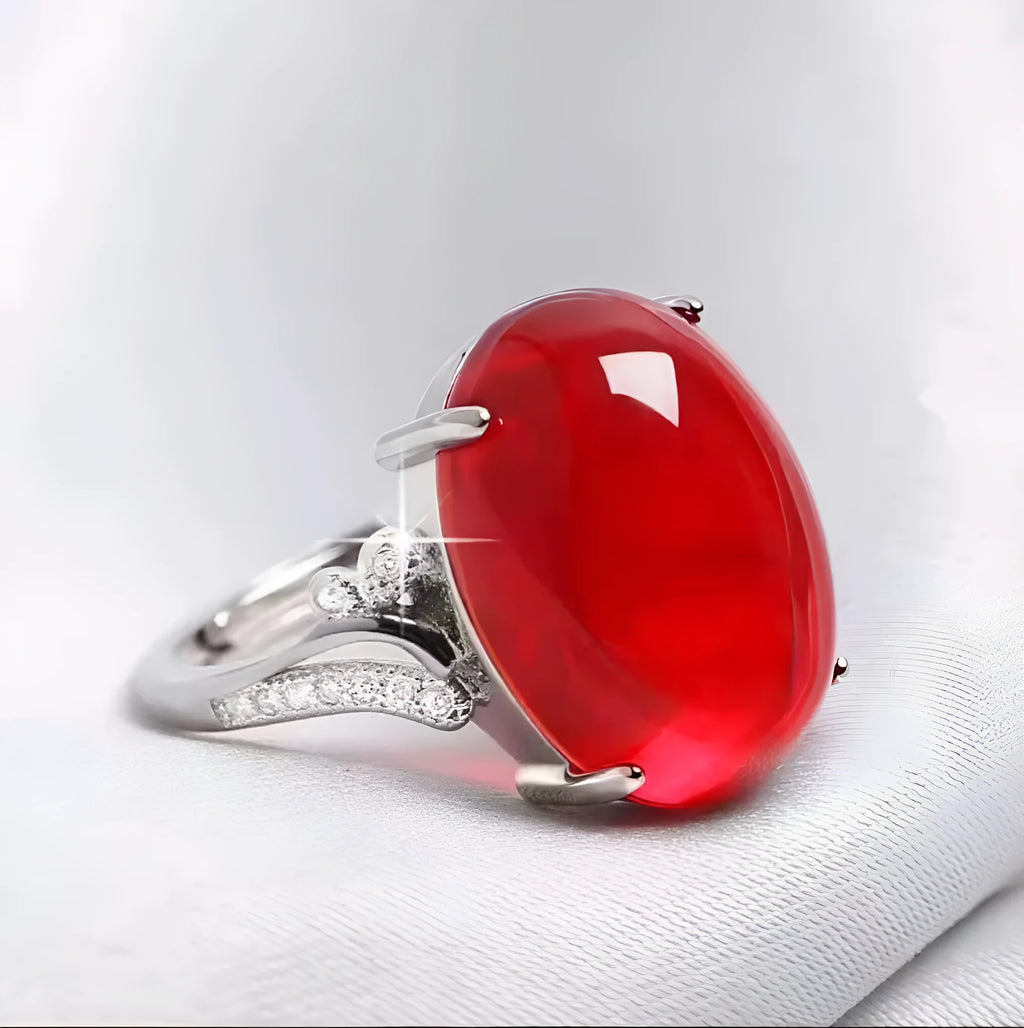 Adjustable geometric alloy ring in ethnic style with natural sapphire appearance