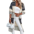 Grey loose fit women's knitted cardigan with long sleeves on hanger