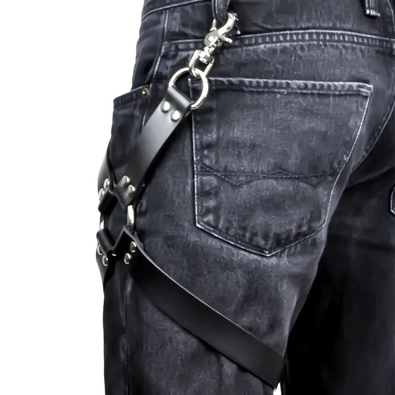 Black PU leather fashion leggings showing form-fitting design and leather-like texture