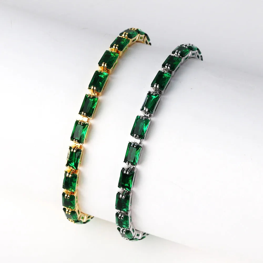 Women's zircon bracelet with electroplated finish and multiple stone colour options