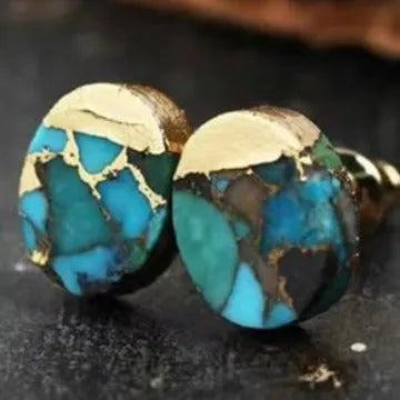 Handmade natural stone bohemian stud earrings irregular shape ER1031 colour