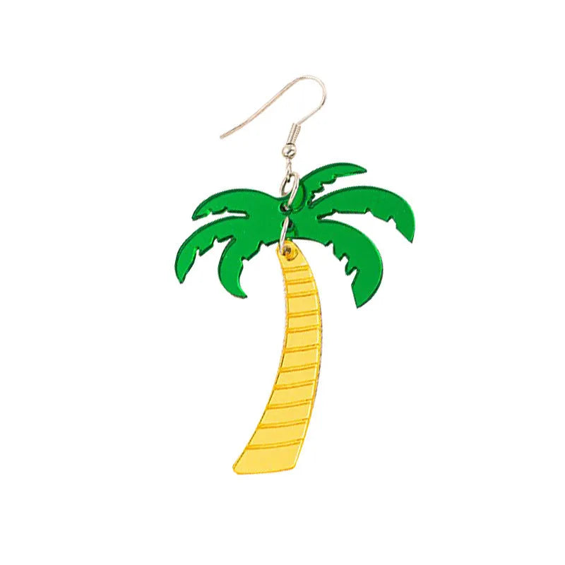 Coconut jackfruit drop-shaped acrylic earrings with alloy hook in tropical colour options