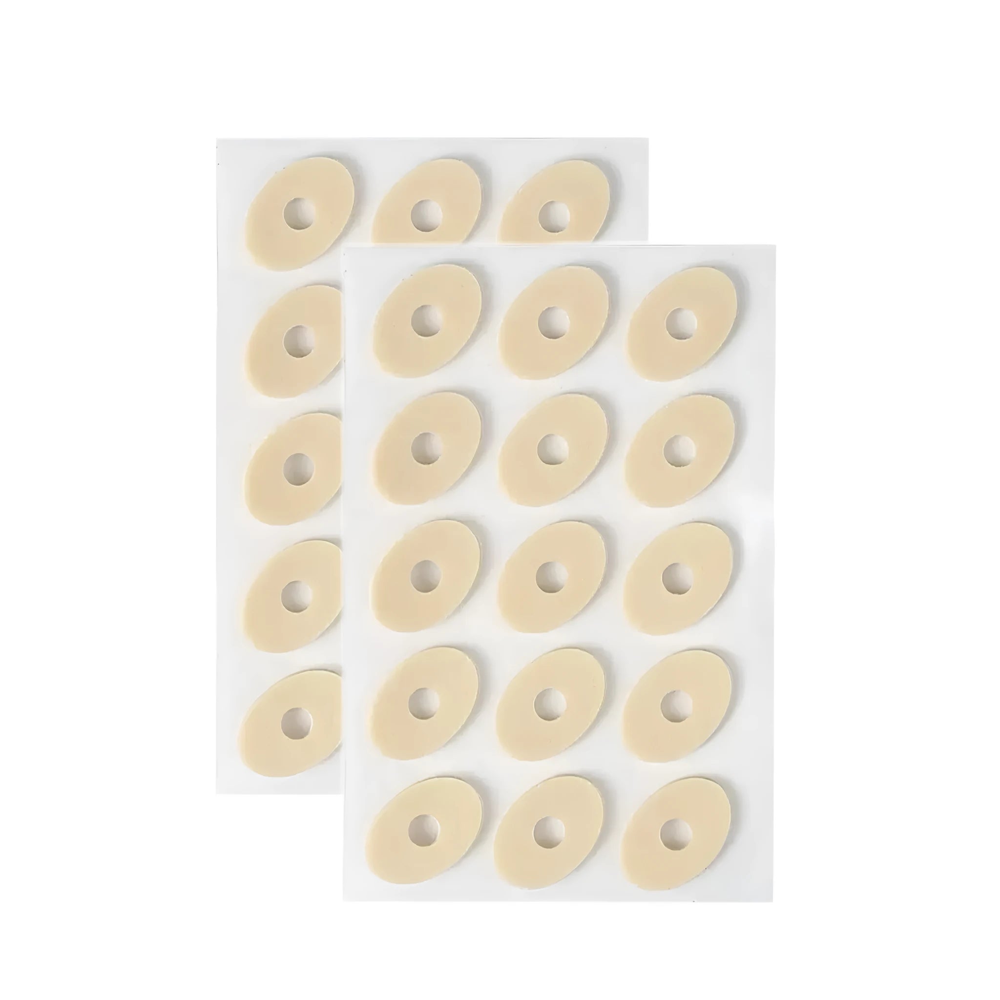Four shapes of women's soft PU heel corn protectors: large oval, small oval, U-shaped, and circular pads.