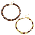 Multi-layer wooden necklace and bracelet set with alloy construction and exaggerated styling