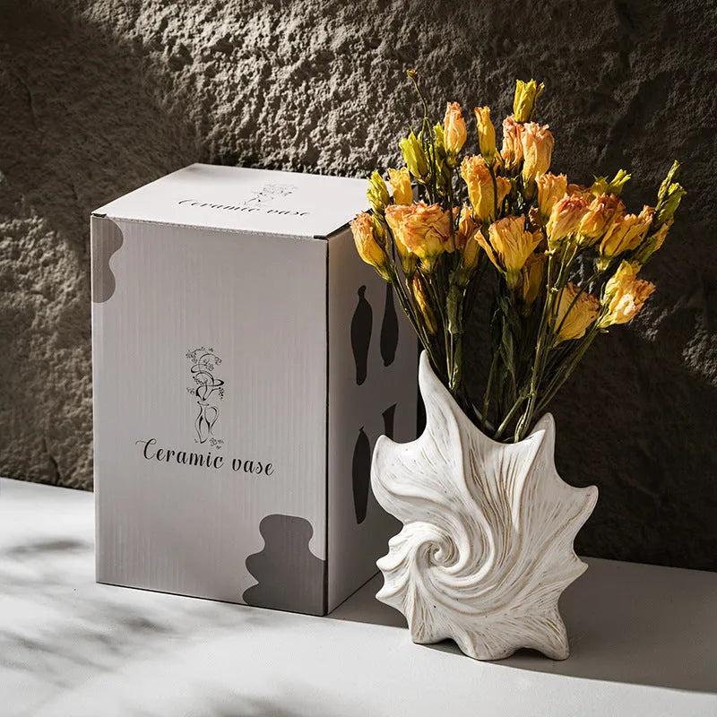 French art ceramic vase with coloured glaze retro finish on a table
