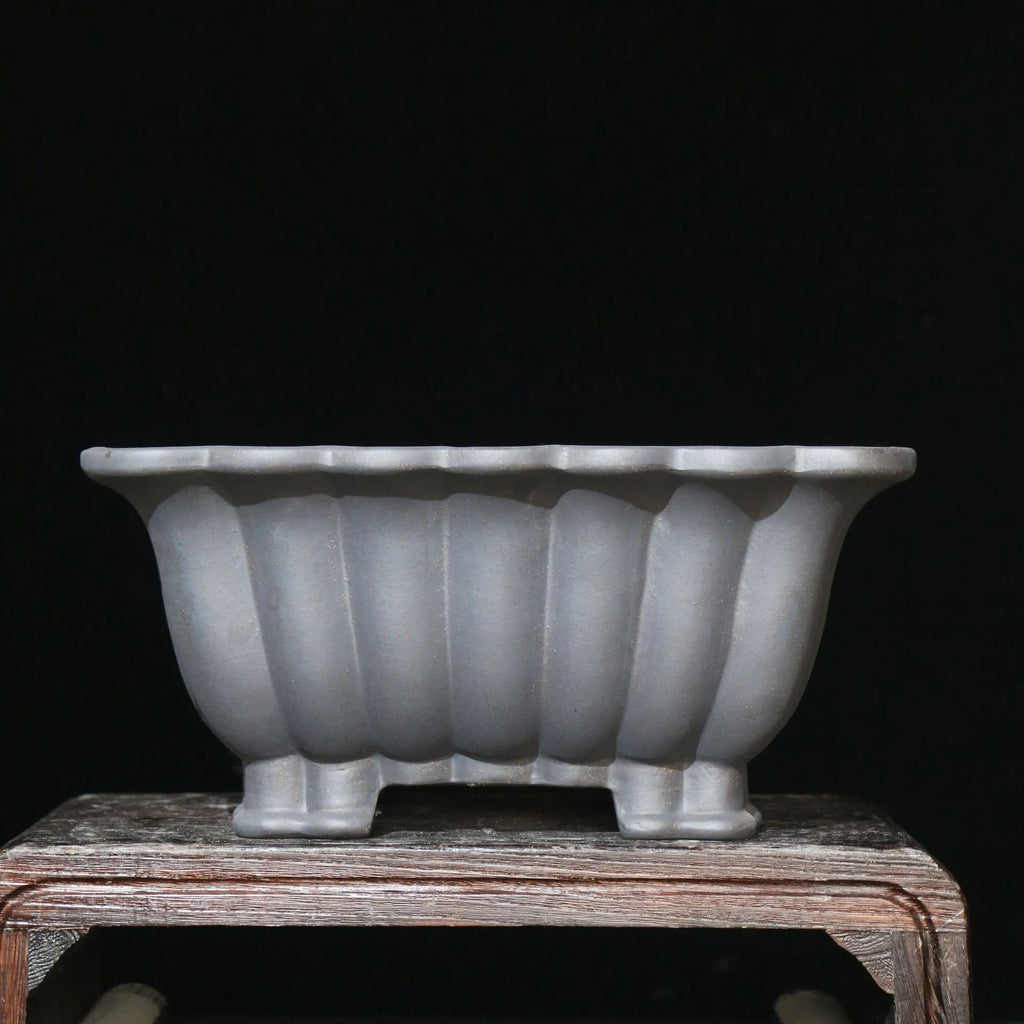 Square ceramic purple sand bonsai pot with 37x15cm inner diameter, classical style, desktop planter