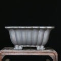 Square ceramic purple sand bonsai pot with 37x15cm inner diameter, classical style, desktop planter