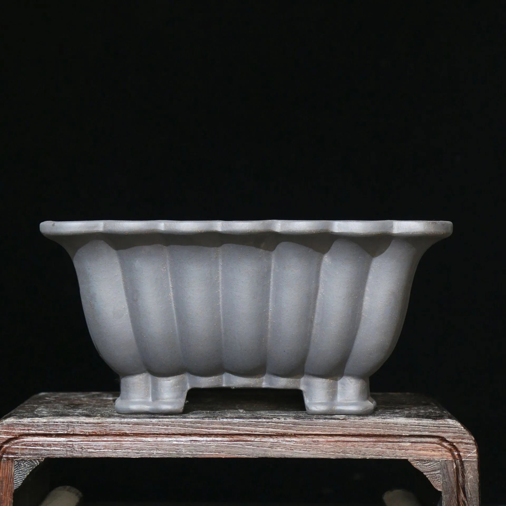 Square ceramic purple sand bonsai pot with 37x15cm inner diameter, classical style, desktop planter